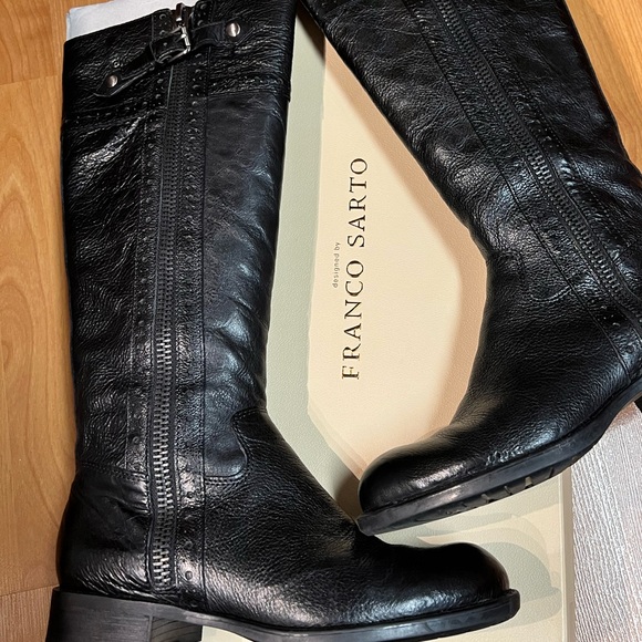 New in Box - Franco Sarto Black Leather Long Boots (US 7) * Pacaya - Picture 2 of 14